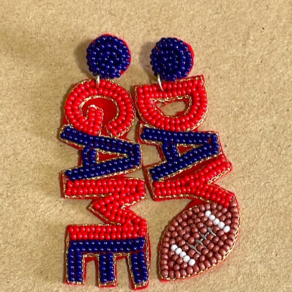Jewelry - Game Day Football Beaded Earrings Ole Miss NEW